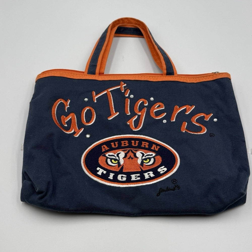 Auburn Tigers Go Tigers Canvas Tote Bag Navy Orange Vintage NCAA